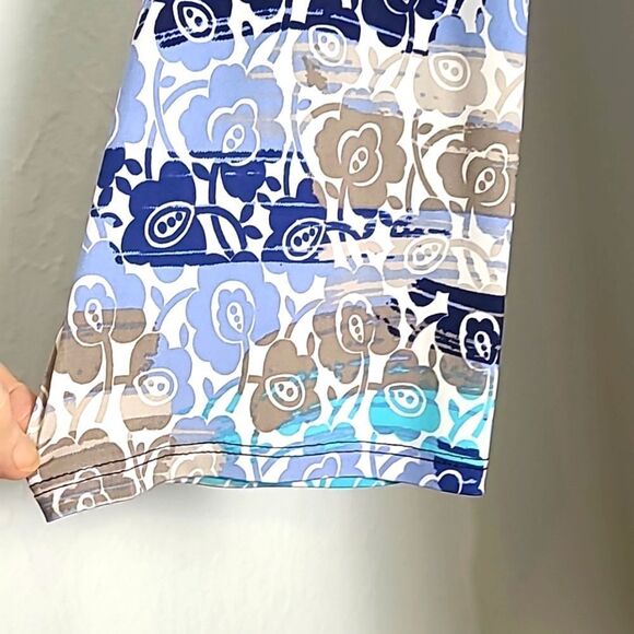 Fashion Caribe Blues & Teal Swing Tunic Top with Black Trim, Size 2X - Picture 5 of 10